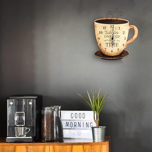 YOUNGS Young's Wood Take Life Coffee Wall Clock, 13.75",14098,Brown - Image 3