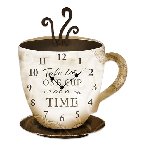 YOUNGS Young's Wood Take Life Coffee Wall Clock, 13.75",14098,Brown - Image 1