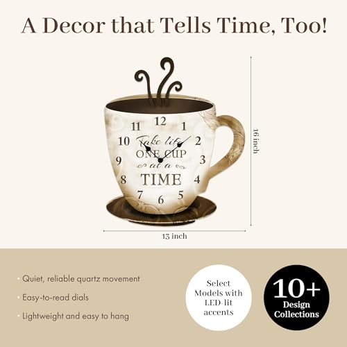 YOUNGS Young's Wood Take Life Coffee Wall Clock, 13.75",14098,Brown - Image 2