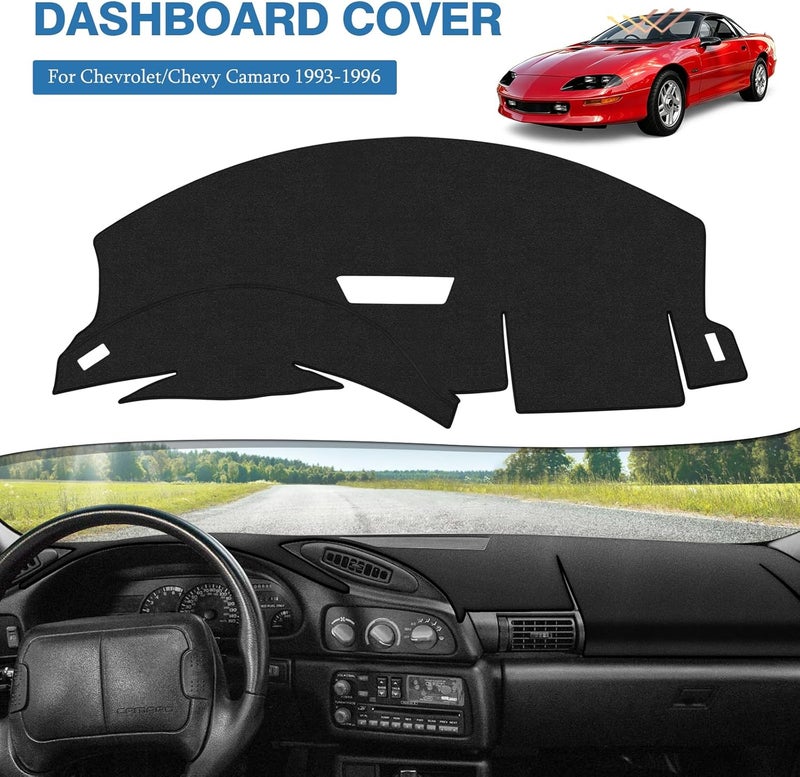FIILINES Dash Cover for Chevrolet Camaro 1996-1993 Dashboard Mat, Accessories Dash Cover Sunshade Nonslip Mesh Protector No Glare Black - Image 2