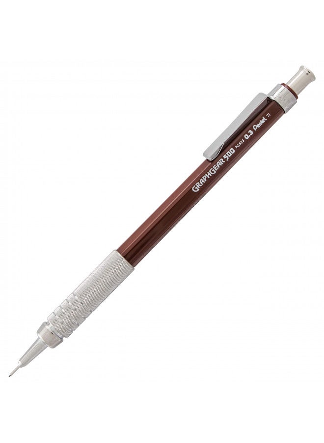 Pentel قلم رسم أوتوماتيكي بنتل جراف جير 500، 0.3 مم، برميل بني، عبوة واحدة (PG523BP) - Image 2