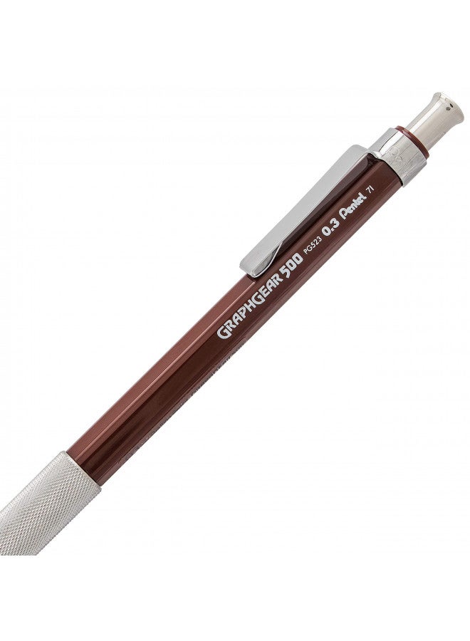 Pentel قلم رسم أوتوماتيكي بنتل جراف جير 500، 0.3 مم، برميل بني، عبوة واحدة (PG523BP) - Image 3