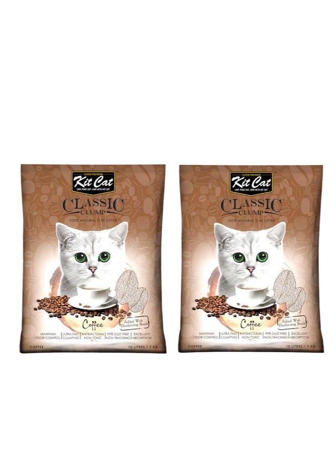 Kit Cat - Kit Cat Sand Classic for Cats with Coffee Scent 10L 2 Pieces - Image 1