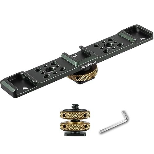 MINIFOCUS Triple Cold Shoe Extension Bar Mount, Aluminum Alloy Hot Shoe Mount Bracket with 1/4" Thread Holes for DSLR Camera Microphone Tripod LED Video Light Flashlight - Image 1