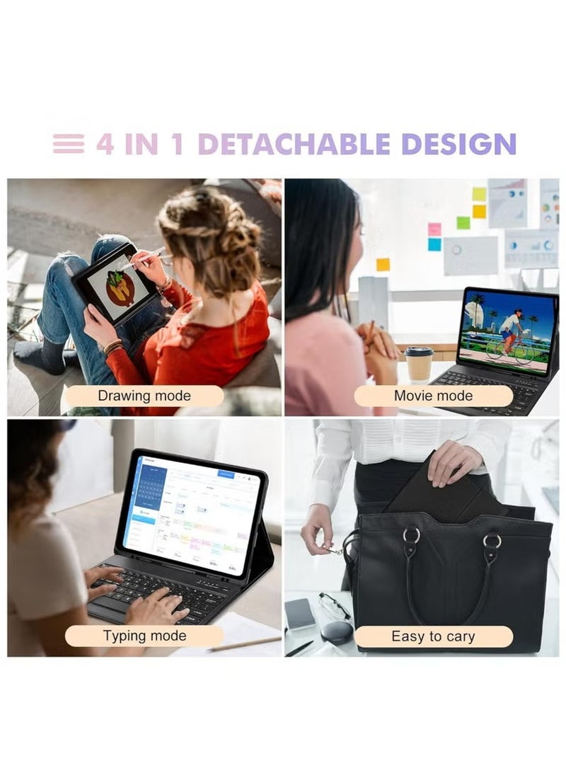GENNEXT Case for iPad Air 13-inch (M2, 2024) & iPad Pro 12.9" (6th/5th/4th/3rd Gen) – Detachable Wireless Bluetooth Keyboard, Slim Folio Smart Cover with Pencil Holder, Black - Image 4
