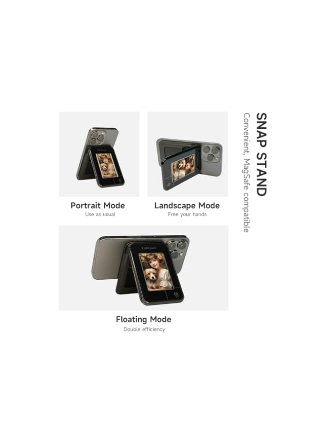 Green Tiger erorex NFC Smart E Ink Screen Magnetic Phone Card Case Holder, Angle Adjustment & Magsafe Wallet Compatible with iPhone16/15/14/13/12/11 Series, Snap Stand, DIY Images, Pink - Image 4