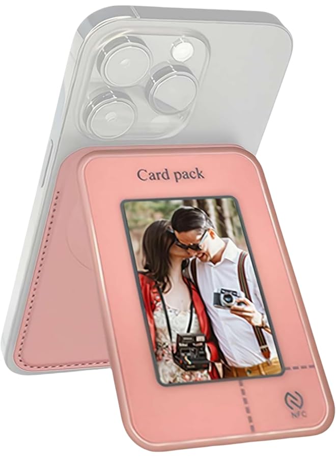 Green Tiger erorex NFC Smart E Ink Screen Magnetic Phone Card Case Holder, Angle Adjustment & Magsafe Wallet Compatible with iPhone16/15/14/13/12/11 Series, Snap Stand, DIY Images, Pink - Image 1