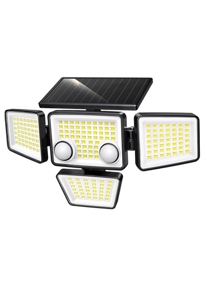 عربست مصابيح خارجية تعمل بالطاقة الشمسية - 3000LM 188 مصباح خارجي مستشعر الحركة LED، 4 رؤوس مصابيح إنارة خارجية تعمل بالطاقة الشمسية IP65، مصابيح حائط بزاوية إضاءة واسعة 270 درجة مع مستشعرات للفناء الخلفي - Image 1