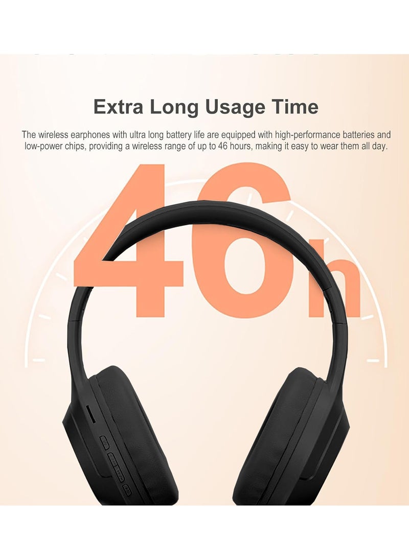 Picun Sound Isolation Noise Cancelling Headphones 45h Playing Time Hi-Res Audio & Deep Bass Bluetooth Wireless over Ear Foldable Headphones for Travel Home Office Gym Head-Mounted Headphones  (Black)  - Image 5