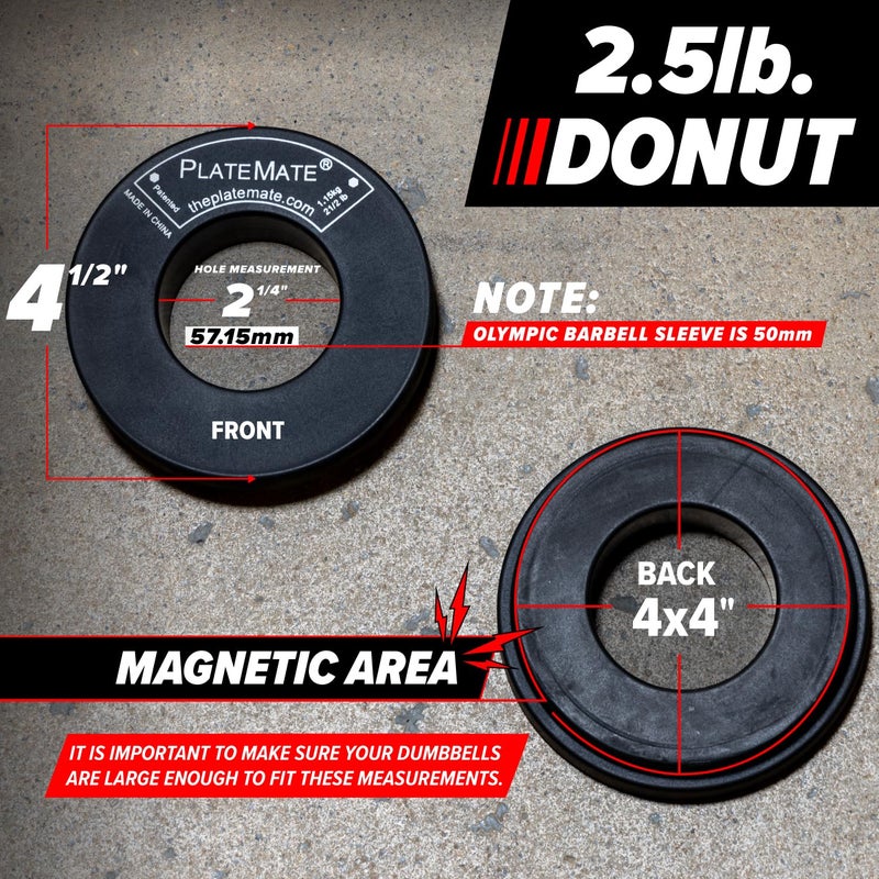 PlateMate Microload Pair 2 1/2 lb. Magnetic Donut Weights (5 lb. Set) - Image 5