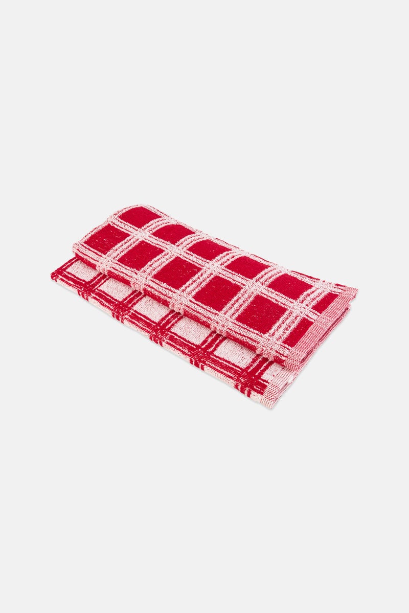 Bombay 2 Pcs Textured Kitchen Towels Set, Red - Image 2