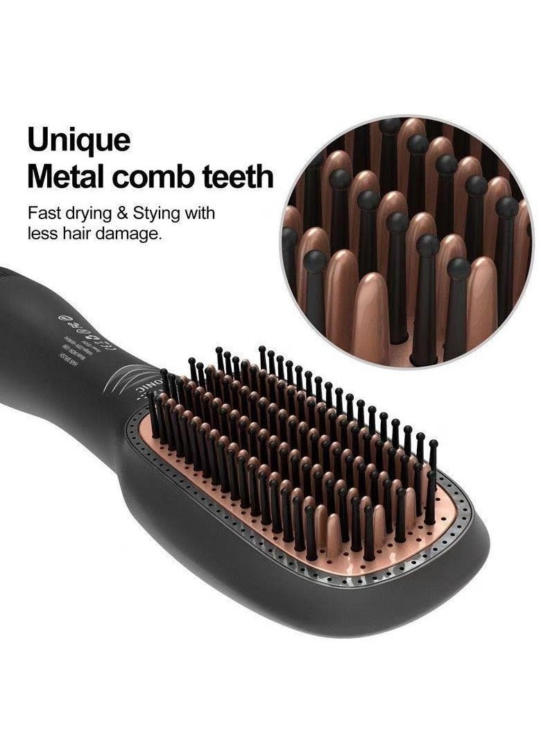 general 1200 Watt Hair Dryer Brush Ceramic Dryer And Styler 2 In 1 Professional Black/Beige - Image 4