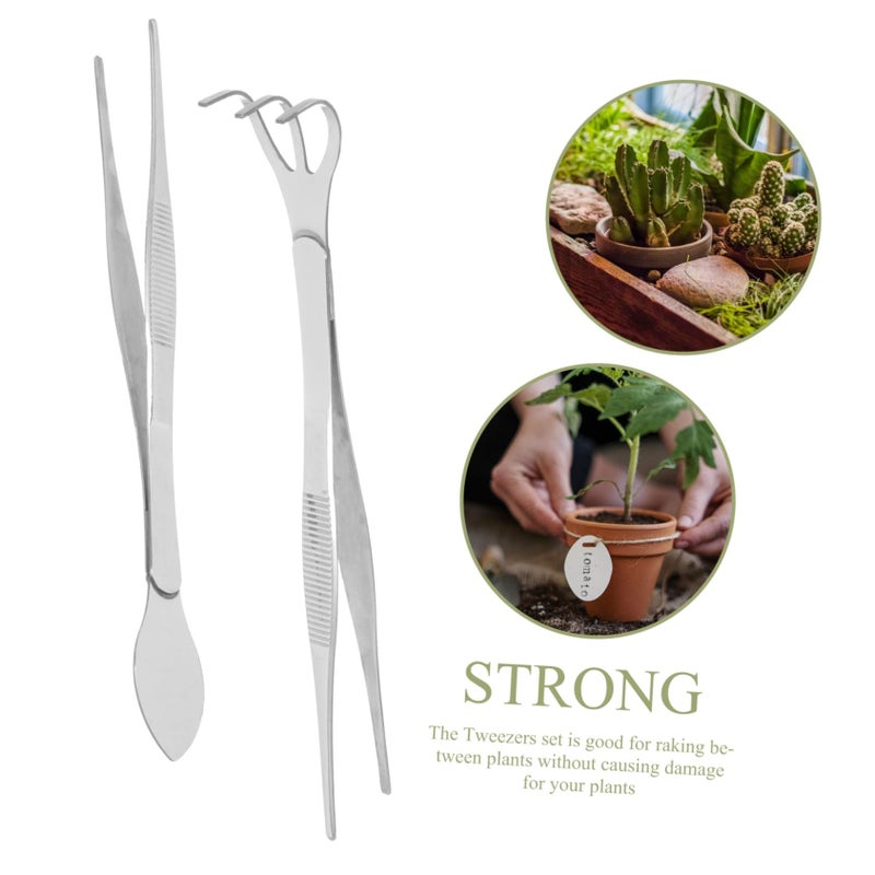 Stainless Steel Bonsai Rake And Tweezers Set Multipurpose Plant Craft Tool - Image 5
