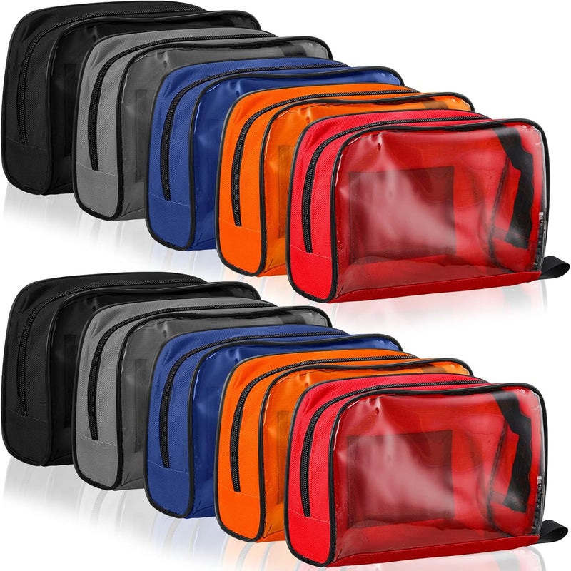Sosation Sosation 5 Colors First Aid Kit Bag Empty Medical Kit Accessory Pouches Zippered Portable Travel Medicine Bag with Transparent Window for Home Outdoor Car Supplies, 8.7 x 3 x 5.1 Inch (10 Pcs)