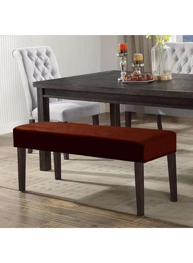 HOKIPO Velvet Dining Bench Cover Stretchable Slipcover, Rustic Brown(Ar-4800-Rbr) - Image 2