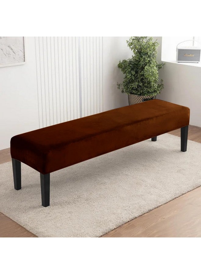 HOKIPO Velvet Dining Bench Cover Stretchable Slipcover, Rustic Brown(Ar-4800-Rbr) - Image 3