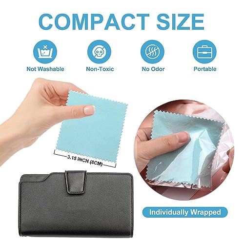 SEVENWELL 50pcs Jewelry Cleaning Cloth Mediumturquoise Polishing Cloth for Sterling Silver Gold Platinum Small Silver Polish 8x8cm - Image 2