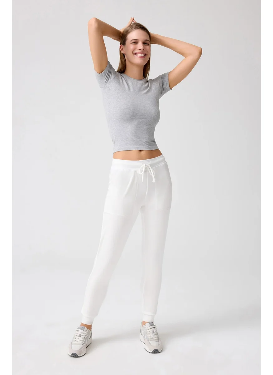 Los Ojos x Melodi White Thin Soft Textured Jogger Sweatpants Soho
