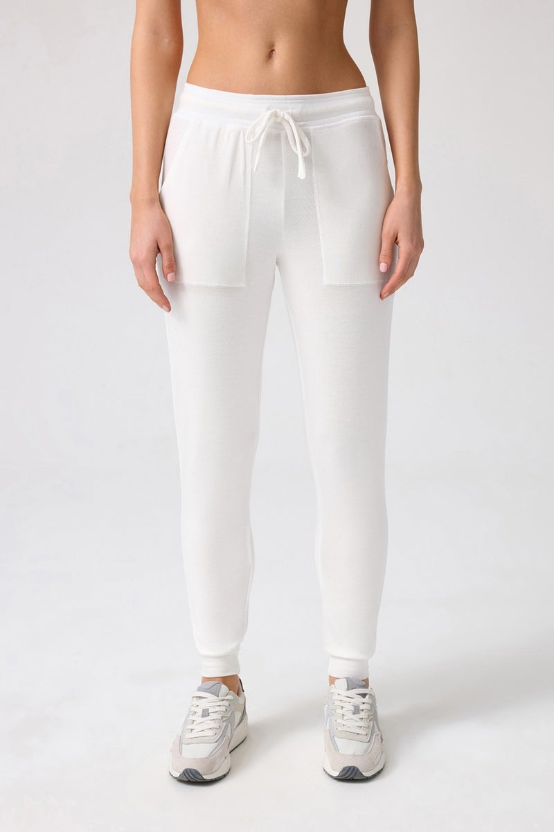 Los Ojos x Melodi White Thin Soft Textured Jogger Sweatpants Soho  - Image 2