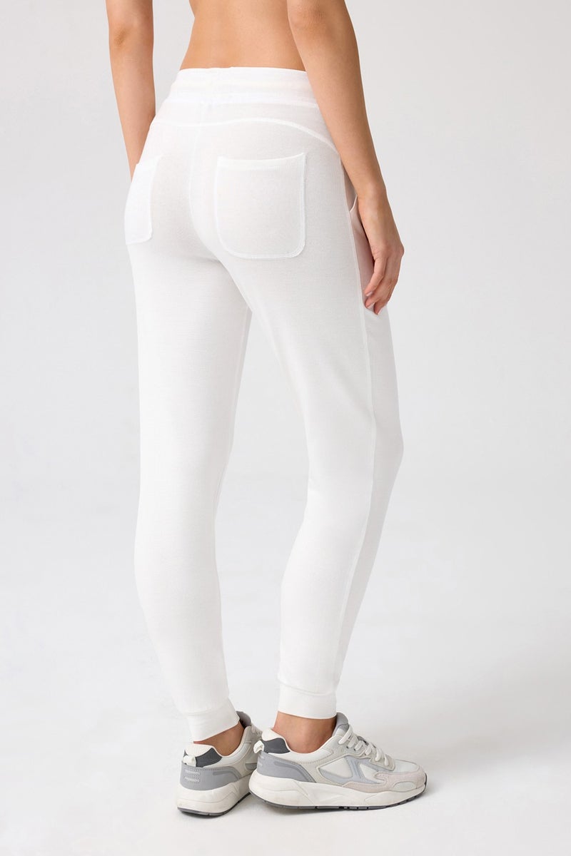Los Ojos x Melodi White Thin Soft Textured Jogger Sweatpants Soho  - Image 3