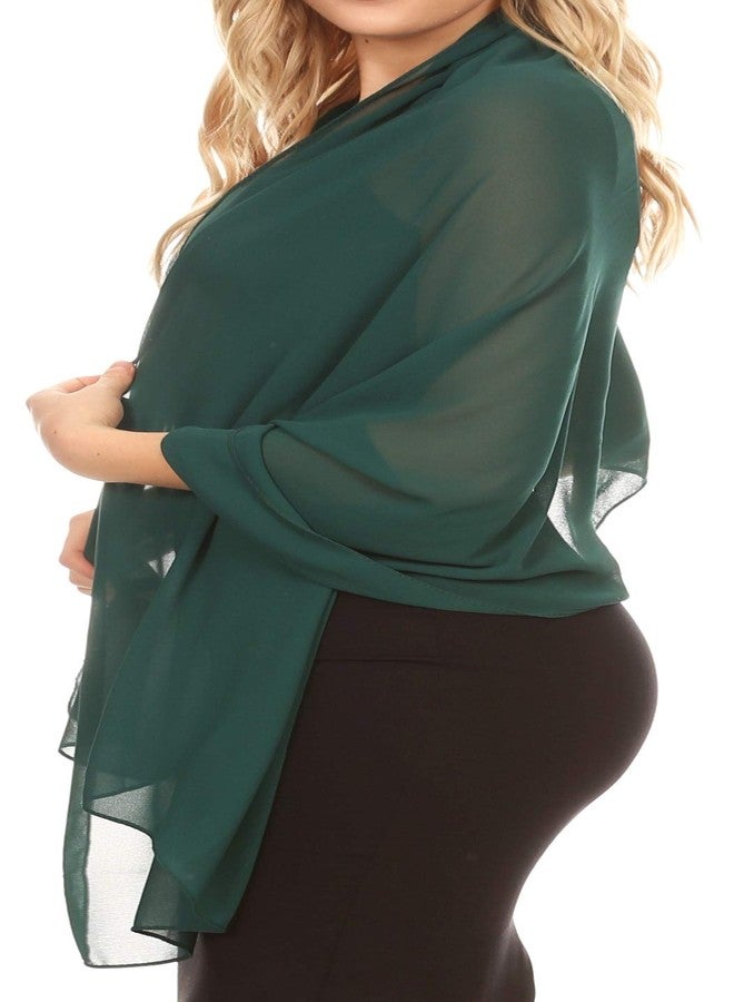 Sakkas 18225 - Jona Women Soft Sheer Chiffon Bridal Wedding Evening Scarf Shawl Wrap Stole - Green - 7029 - Image 3