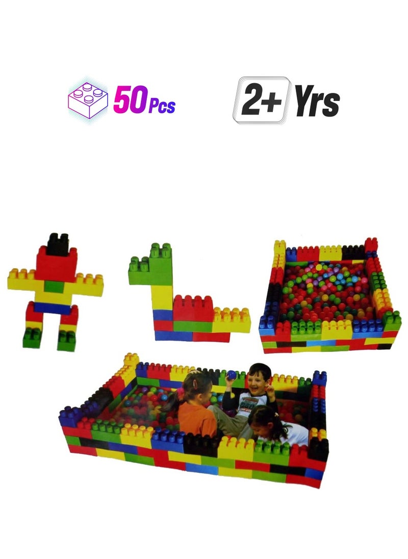 RBWTOYS RBW Toys Jumbo Blocks Building Sets Colorful Interlocking Blocks Set in Puzzle Games,Jumbo Building Blocks Set includes 50 durable plastic blocks in 4 different colors RW-16645  - Image 1