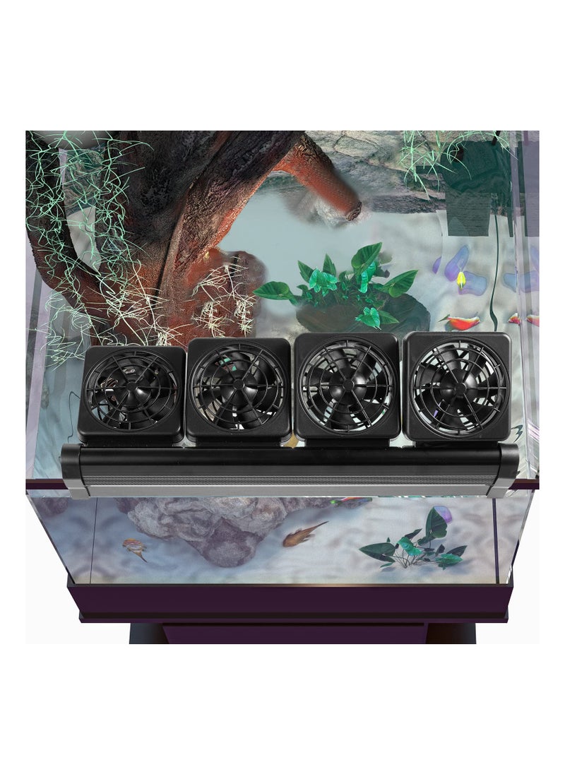 SYOSI - Aquarium Chiller, Fish Tank Cooling Fan System, for Salt Fresh Water 2 Variable Speed Aquarium, Black Aquarium Cooler, Fish Tank Cooler Clip on Chiller (UK Regulatory, 4 Fans) - Image 1