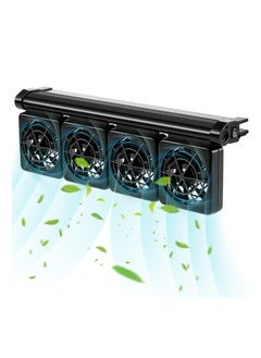 Aquarium Chiller, Fish Tank Cooling Fan System, for Salt Fresh Water 2 Variable Speed Aquarium, Black Aquarium Cooler, Fish Tank Cooler Clip on Chiller (UK Regulatory, 4 Fans)