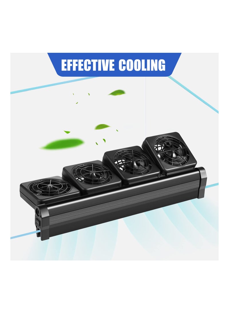 SYOSI - Aquarium Chiller, Fish Tank Cooling Fan System, for Salt Fresh Water 2 Variable Speed Aquarium, Black Aquarium Cooler, Fish Tank Cooler Clip on Chiller (UK Regulatory, 4 Fans) - Image 1