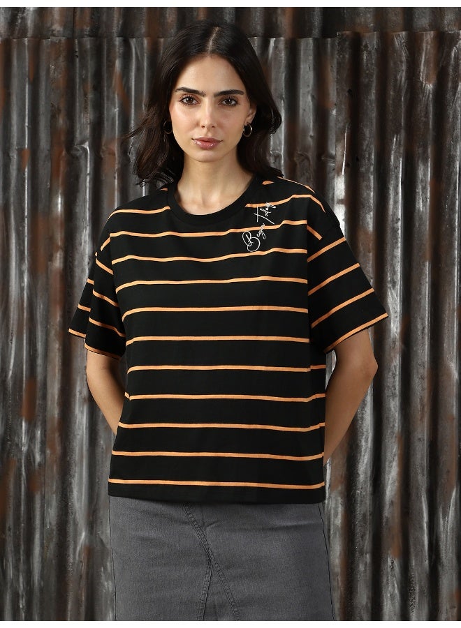 HIGH STAR Women’s Boxy Regular Length Black T-shirt – Trendy and Comfortable  - Image 2