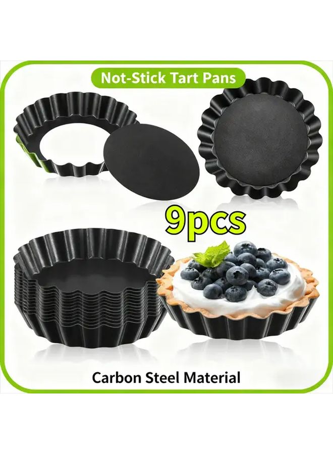 9 Pack 4 Inch Mini Pie Trays With Detachable Bottom Non Stick Coating - Image 1