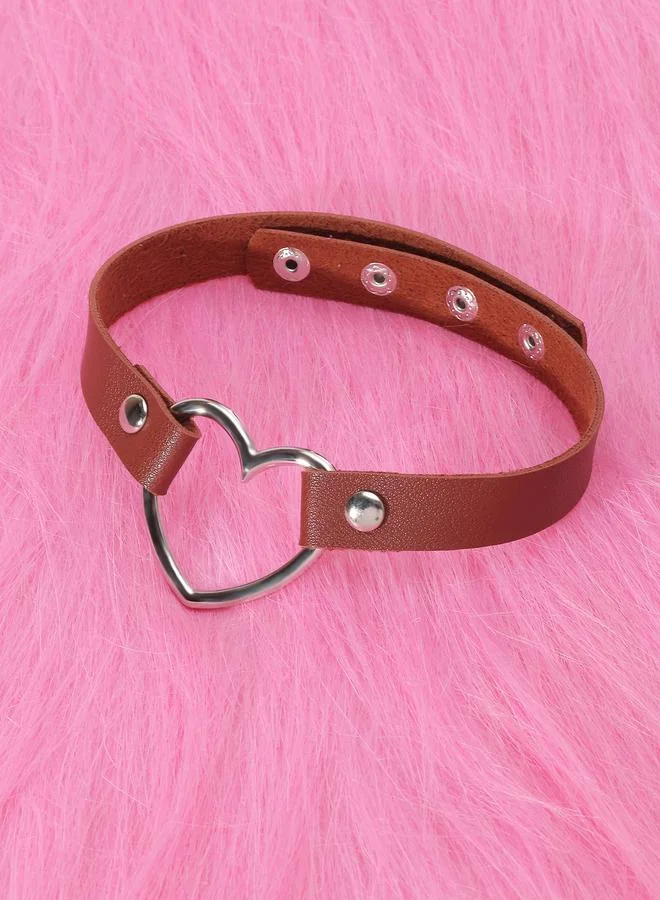 Take Two Brown Heart Choker Necklace