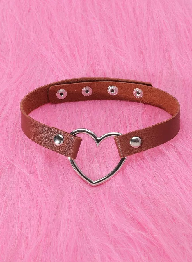 Take Two Brown Heart Choker Necklace