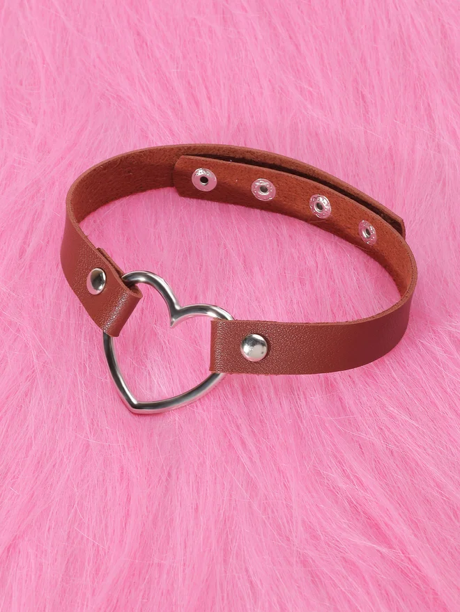 Take Two Brown Heart Choker Necklace