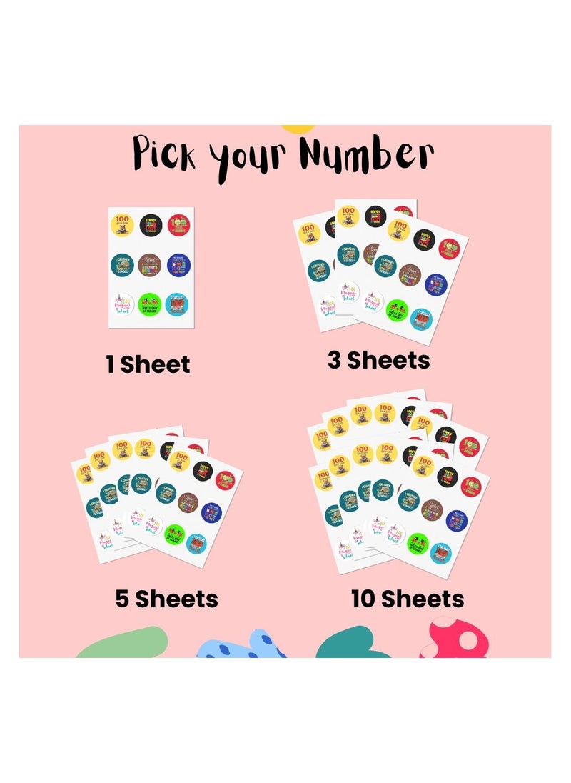 PRINTSHOP4ME - Kids 100th Day Of School Stickers-Fun And Colorful Designs For School-Kids 100 Days School Celebration Stickers Pack-Perfect For Boys,Girls,Students And Class Activities - Image 1