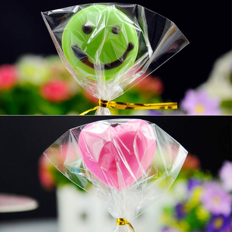 Augshy Cake Pop Bags, 300 Pcs Cellophane Treat Bags 3x5 with 300 Twist Ties 1.4 mils Thickness OPP Plastic Bags for Lollipop Candy Chocolate Cookie Wrapping Buffet - Image 3