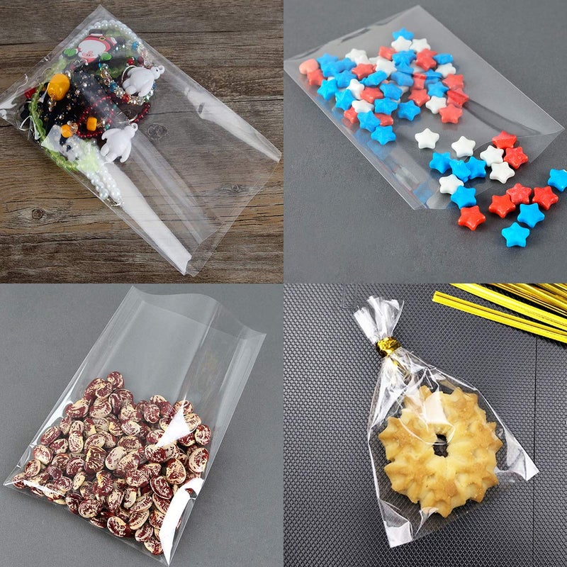 Augshy Cake Pop Bags, 300 Pcs Cellophane Treat Bags 3x5 with 300 Twist Ties 1.4 mils Thickness OPP Plastic Bags for Lollipop Candy Chocolate Cookie Wrapping Buffet - Image 4