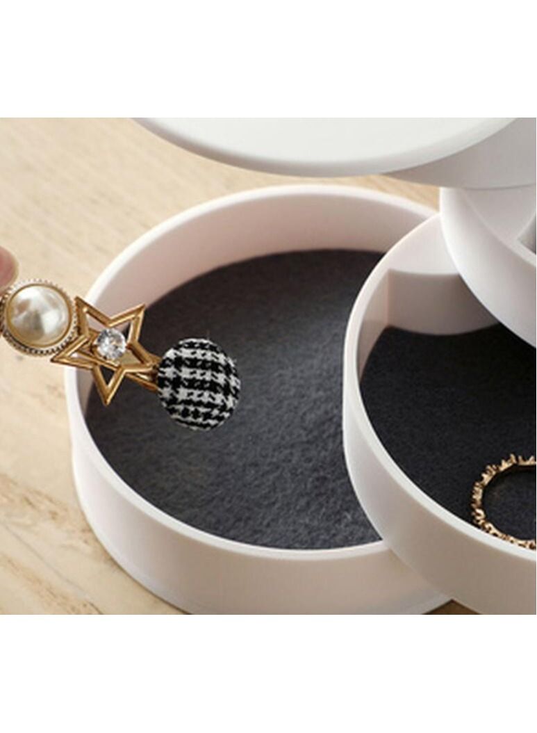 DUNISO Rotating Jewelry Organizer Small Jewelry Storage Box Earring Holder for Women 5-Layer Rotating Travel Jewelry Tray Case with Lid for Bracelets Rings Bracelets White - Image 5