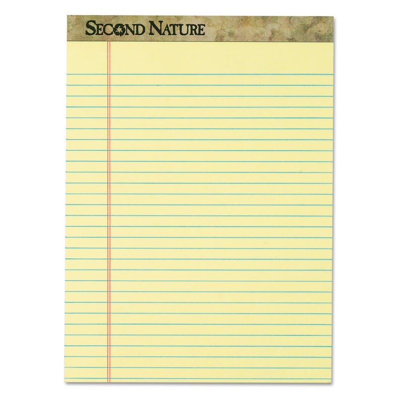 TOPS 74890 Second Nature Recycled Pads, 8 1/2 x 11 3/4, Canary, 50 Sheets (Pack of 12)