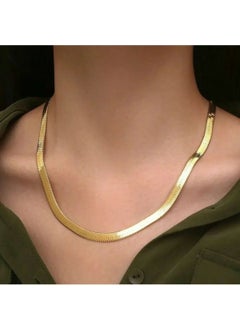 Myra Gold Premium Steel Italian Chain Necklace - Flat Italian - Unisex Steel Necklace Steel  - Image 1