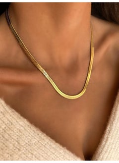 Myra Gold Premium Steel Italian Chain Necklace - Flat Italian - Unisex Steel Necklace Steel  - Image 2