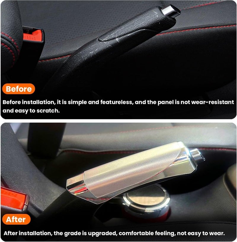 AutoBizarre Car Handbrake Styling Anti-Slip Cover for Handbrake Lever Decoration Protection Cover Universal for All Cars (Silver Chrome) - Image 4