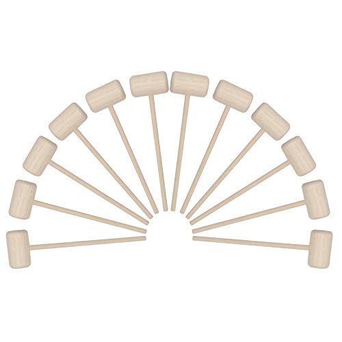 Mihey Mihey 12 Pack Wooden Crab Mallets Natural Hardwood Crab Hammers Lobster Seafood Crackers  - Image 1