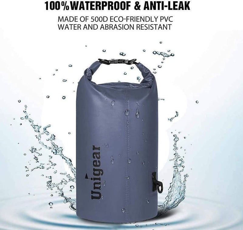 Unigear Dry Bag Waterproof, Floating and Lightweight Bags for Kayaking, Boating, Fishing, Swimming and Camping with Waterproof Phone Case (Gray, 20L) - Image 2