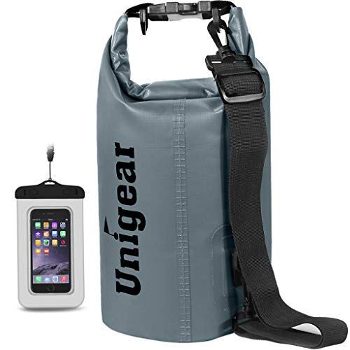 Unigear Dry Bag Waterproof, Floating and Lightweight Bags for Kayaking, Boating, Fishing, Swimming and Camping with Waterproof Phone Case (Gray, 20L) - Image 1