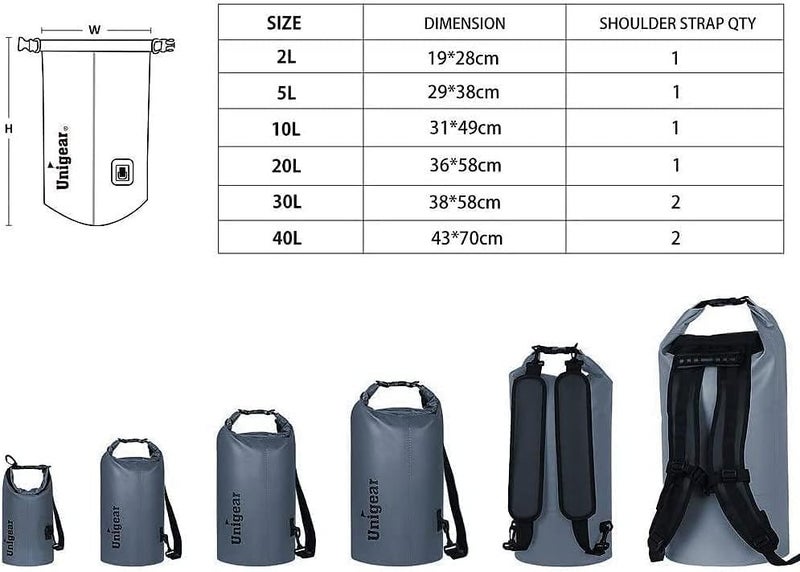 Unigear Dry Bag Waterproof, Floating and Lightweight Bags for Kayaking, Boating, Fishing, Swimming and Camping with Waterproof Phone Case (Gray, 20L) - Image 3