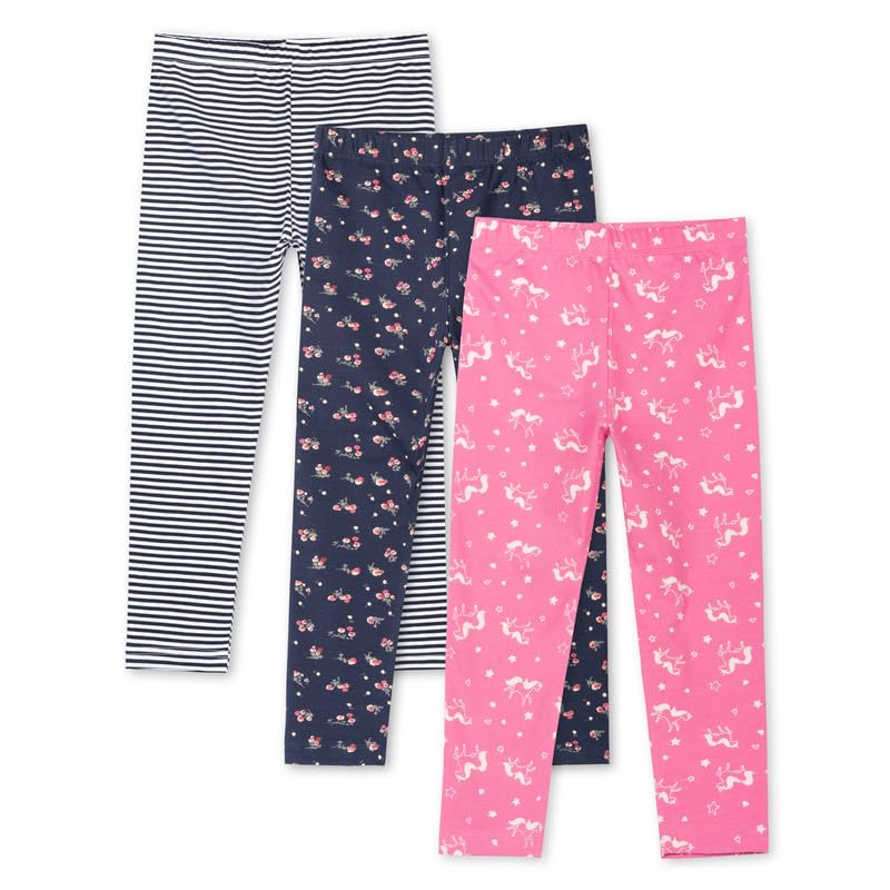 ARIEL Girls Cotton Printed Non-Transparent Regular Fit Ankle Length Leggings(AR-G-Leg-P3-1314-(PUni,Blue,Bstr)_Multicolor_1314 Years) - Image 3