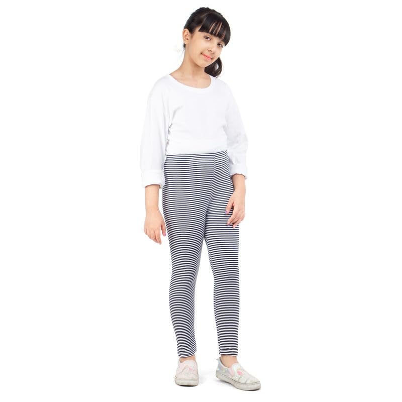 ARIEL Girls Cotton Printed Non-Transparent Regular Fit Ankle Length Leggings(AR-G-Leg-P3-1314-(PUni,Blue,Bstr)_Multicolor_1314 Years) - Image 5