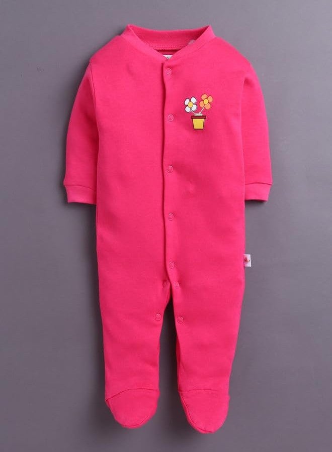 BUMZEE طقم بيجامات نوم قطنية بأكمام طويلة للبنات الصغيرات من بامزي، مكون من 3 قطع، باللون الوردي والوردي الفاتح - من 9 إلى 12 شهرًا (Peb11012E-pnk) - Image 4