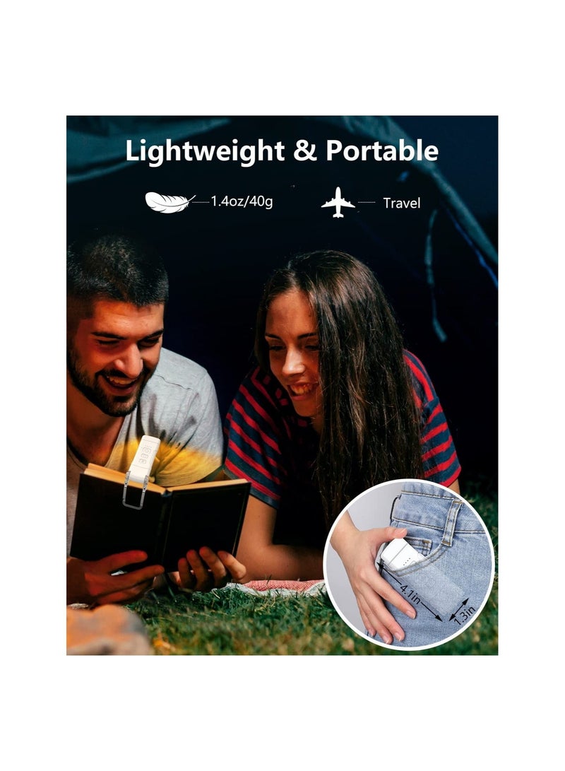 Captaintech Book Light with Timer, USB Rechargeable Reading Light with Memory Function, 1.4 oz Ultralight Clip-on Bookmark Light, 3 Colors & 5 Brightness, 500 mAh Up to 80+Hrs, Perfect for Bookworms(White) - Image 4